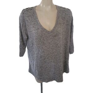 TORRID Gray V-Neck 3/4 Sleeve Top Shoulder‎ Detail Casual Pullover Sweater XL